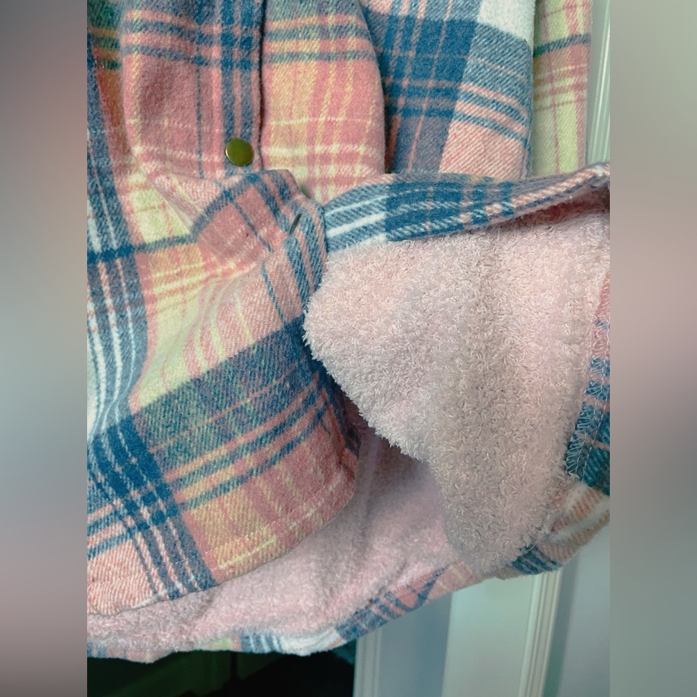 024  Cozy Plaid Print Teddy Lined Button Jacket Shacket - Picture 7 of 7